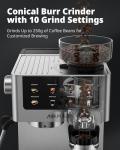 AIRMSEN Espresso Machines with Burr Grinder, 20 Bar, Milk Frother Steam Wand, Stainless Steel Coffee Maker for Home - Cappuccino Latte & ​​Cold Brew​​ Iced Coffee Maker & Americano