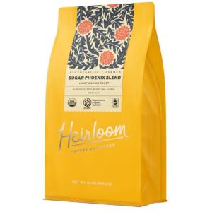 Heirloom Coffee Roasters - Sugar Phoenix Blend - Medium Roast - Whole Bean Coffee - 100% Regenerative Organic Certified, 12oz