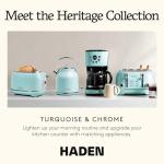 Haden Coffee Machine, 12 Cup Programmable Drip Coffee Maker with Auto Shut-Off Function and Reusable Washable Water Filter, Turquoise & Chrome