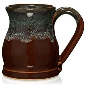 Uncommon Clay 16oz Potbelly Coffee Mug Handmade in the USA (Chestnut/Sage)