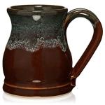 Uncommon Clay 16oz Potbelly Coffee Mug Handmade in the USA (Chestnut/Sage)
