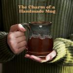 Uncommon Clay 16oz Potbelly Coffee Mug Handmade in the USA (Chestnut/Sage)