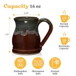 Uncommon Clay 16oz Potbelly Coffee Mug Handmade in the USA (Chestnut/Sage)