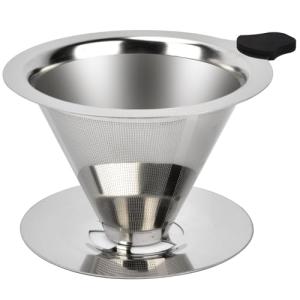NKOVE Pour Over Coffee Dripper Stainless Steel Reusable Filter Paperless Cone Coffee Maker Dripper for 1-2 Cup