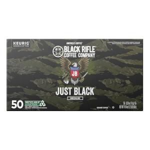 Black Rifle Coffee Company Just Black, 50 Count, Medium Roast K Cups - Single Serve K Cups Coffee Pods - Kcup Pods Compatible with 1.0 & 2.0 - Made from Arabica Beans