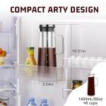 GWNF Cold Brew Coffee Maker & Ice Tea Maker, 1.4L/48oz Cold Brew Pither, Borosilicate Glass Carafe with Stainless Steel Filter, Airtight Lid, Dishwasher Safe, Easy to Use | Mannual & Brush Included