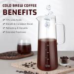 GWNF Cold Brew Coffee Maker & Ice Tea Maker, 1.4L/48oz Cold Brew Pither, Borosilicate Glass Carafe with Stainless Steel Filter, Airtight Lid, Dishwasher Safe, Easy to Use | Mannual & Brush Included