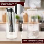 GWNF Cold Brew Coffee Maker & Ice Tea Maker, 1.4L/48oz Cold Brew Pither, Borosilicate Glass Carafe with Stainless Steel Filter, Airtight Lid, Dishwasher Safe, Easy to Use | Mannual & Brush Included