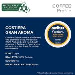 Lavazza Costiera Gran Aroma, Single-Serve Keurig K-Cup Pods, Light Roast Coffee, 60-Count Box (6 Packs of 10)