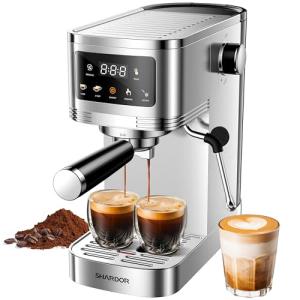 SHARDOR Espresso Machine 20 Bar, Expresso Coffee Machines with Touchscreen, Expresso Machines for Home with Milk Frother and Adjustable Temperature, for Espresso, Latte and Cappuccino Drinks