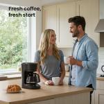 Kismile Compact Coffee Maker with LED Display, Small Drip Coffee Machine with Anti-Drip System, Timer, Auto Shut-Off, Dry-Boil Protection, Removable Funnel, Ideal for Home & Office (Black)