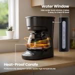 Kismile Compact Coffee Maker with LED Display, Small Drip Coffee Machine with Anti-Drip System, Timer, Auto Shut-Off, Dry-Boil Protection, Removable Funnel, Ideal for Home & Office (Black)