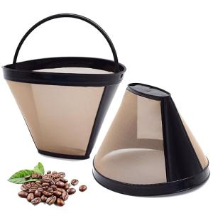 Reusable #4 Cone Coffee Filters Basket Replacement for Cuisinart Coffee Makers(2 Reusable Filters)