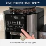 De'Longhi True Brew Drip Coffee Maker, Built in Grinder, Single Serve, 8 oz to 24 oz, Hot or Iced Coffee, Stainless, CAM51025MB