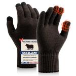 Heat equation Merino Wool Gloves for Men Women, Touch Screen Warm Glove Liners Thermal Soft Knit Lining for Winter Running Hiking L/XL Coffee Bean