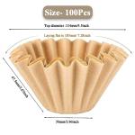MUCXNIIY 2-5 Cup Coffee Filters, Pack of 100 Unbleached Coffee Filters 5 Cup, Thicken Natural Coffee Filter Basket for Commercial, Home Coffee Maker, Pour Over Coffee Kit (Brown, W02)