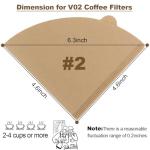 200 Count Coffee Filter, Unbleached Cone Filters for 2-4 Cup Brewers, Biodegradable and Chemical-Free Coffee Filters for Home, Travel & Office (Size #2)