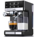 UDI Espresso Machine, 20 Bar Automatic Cappuccino & Latte Coffee Maker, Auto or Manual Quick Brew Dual Boiler, Touchscreen Espresso Maker, Black+Silver