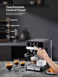 UDI Espresso Machine, 20 Bar Automatic Cappuccino & Latte Coffee Maker, Auto or Manual Quick Brew Dual Boiler, Touchscreen Espresso Maker, Black+Silver