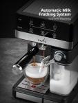 UDI Espresso Machine, 20 Bar Automatic Cappuccino & Latte Coffee Maker, Auto or Manual Quick Brew Dual Boiler, Touchscreen Espresso Maker, Black+Silver