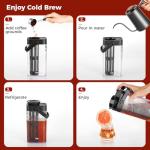 IKAPE 33.8oz Cold Brew Coffee Maker with Removable Filter, Leak-proof Spout for Iced Coffee, Tea & Flavored Drinks, Space Saving Tritan Pitcher