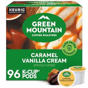 Green Mountain Coffee Roasters Caramel Vanilla Cream Coffee, Keurig Single-Serve K-Cup pods, Light Roast, 96 Count