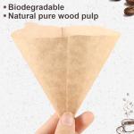 100 Count Pour Over Coffee Filters Paper, Size 02 Natural Brown Coffee Filters Cone, V02 Unbleached Disposable Paper Filters Compatible with Pour Over and Drip Coffee Maker(2-4 Cups)