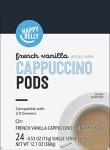 Amazon Brand - Happy Belly Cappuccino Coffee Pods Light Roast Compatible with 2.0 K-Cup Brewers, French Vanilla Flavored, 24 Count, 1.5 pound (Pack of 1)