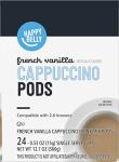 Amazon Brand - Happy Belly Cappuccino Coffee Pods Light Roast Compatible with 2.0 K-Cup Brewers, French Vanilla Flavored, 24 Count, 1.5 pound (Pack of 1)