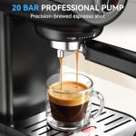 XIXUBX Espresso Machine 20 Bar, Compact Coffee Maker with Milk Frother Steam Wand Professional Coffee Machine for Home, Latte Cappuccino Machine for Office Use
