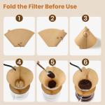 200 Count #4 Cone Coffee Filters 8-12 Cup, Unbleached Natural Coffee Paper Filters, No Blowout, Disposable Coffee Filter for Pour Over and Drip Coffee Maker