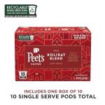 Peet's Coffee, Dark Roast Single Serve Coffee Pods - Holiday Blend 10 Count (1 Box of 10 Pods)