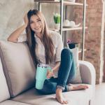 Stainless Steel Coffee Tumbler with Handle & Straw