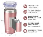 20oz Stainless Steel Insulated Coffee Tumbler, Rose Gold