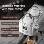Electactic Espresso Machine 20 Bar, Compact Espresso Coffee Machine with Steam Milk Frother & 47oz Removable Water Tank, Hot Water Function for Home Cappuccino, Latte