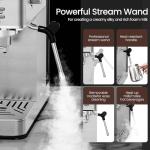 Electactic Espresso Machine 20 Bar, Compact Espresso Coffee Machine with Steam Milk Frother & 47oz Removable Water Tank, Hot Water Function for Home Cappuccino, Latte