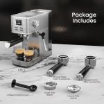 Electactic Espresso Machine 20 Bar, Compact Espresso Coffee Machine with Steam Milk Frother & 47oz Removable Water Tank, Hot Water Function for Home Cappuccino, Latte