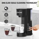 ZACME 4IN1 Single Serve Coffee Maker with Milk Frother & Grinder, Small Coffee Machine for K Cup & Ground, 28oz Water Tank, 6 to 14 oz Brew Sizes, Self-cleaning Function, Adjustable Drip Tray