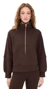 Varley Women's Milano Half-Zip Sweatshirt, Coffee Bean, Brown, L