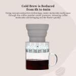Minidiva Cold Brew Coffee Maker, Vacuum Extraction Coffee Machine, Fully Automatic 4-minutes Brewing Pneumatic Extraction, Reusable, Portable, Battery Powered, 350ML for Home Office Camping (Gray)