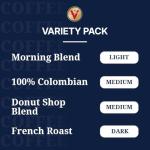 Victor Allen's Coffee Variety Pack (Morning Blend, 100% Colombian, Donut Shop Blend, and French Roast), 96 Count, Single Serve Coffee Pods for Keurig K-Cup Brewers