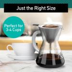 Coffee Gator Pour Over Coffee Maker - 14oz High Heat Borosilicate Glass with Reusable Stainless Steel Filter, Drip Coffee Brewer Pourover Dripper Set Carafe, 400ml Clear