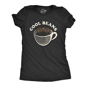 Crazy Dog Women's Novelty T Shirts Cool Beans Soft Comfortable Funny Coffee Espresso Caffeine Addict Graphic Novelty Barista T Shirts for Women Vintage Fit Coffee Lover Shirt (Heather Black) - M