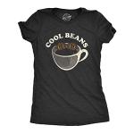 Crazy Dog Women's Novelty T Shirts Cool Beans Soft Comfortable Funny Coffee Espresso Caffeine Addict Graphic Novelty Barista T Shirts for Women Vintage Fit Coffee Lover Shirt (Heather Black) - M