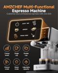 AMZCHEF 51mm Coffee Espresso Machine 20 Bar – Professional Coffee Maker with Milk Frother, Compact Stainless Steel Espresso Maker for Cappuccino, Latte, Mocha, 44oz Water Tank