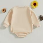 Chloefairy Newborn Baby Boy Girl Bubble Romper Mama's Little Coffee Bean Onesie Sweatshirt Ovesized Bodysuit Infant Fall Outfit (Apricot, 12-18 Months)