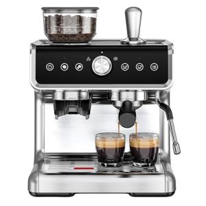 EUHOMY Espresso Machine with Grinder, 20 Bar Professional Espresso Coffee Maker for Home, with Milk Frother for Latte, Cappuccino & Barista-Style
