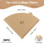 Niveaya 200 Count Cone Coffee Filters, Size 02 Natural Unbleached Paper Coffee Filter, Disposable Cone Filters for Pour Over and Drip Coffee Maker (2-4Cup)