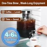 Cold Brew Coffee Maker, 1 Gallon Iced Coffee Maker With Stainless Steel Filter, Heavy Duty Glass Cold Brew Pitcher With Stainless Steel Spigot, Mason Jar Cold Brew Coffee Maker Fast Iced Tea Maker