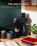 SHARDOR 3.5 Bar Espresso Machine – 4-Cup Compact Espresso Maker with Milk Frother, 800 W Preheating Cappuccino Machine for Home, Black